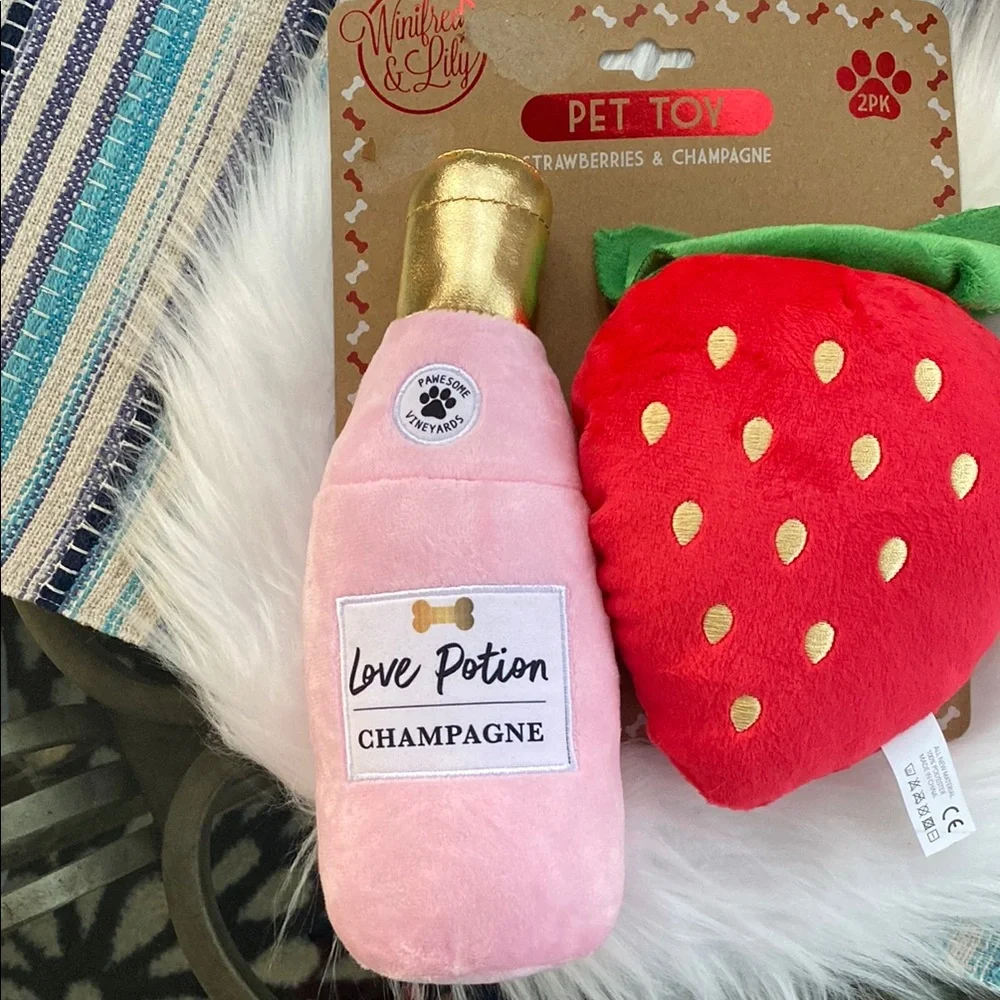 New Pet Toy Set - Champagne and Strawberry